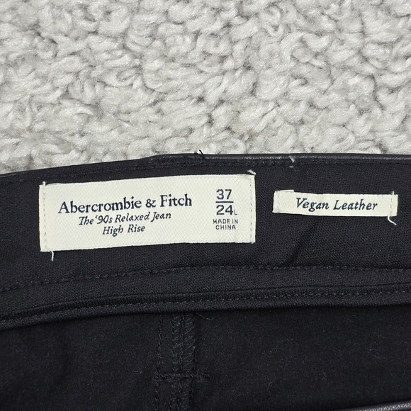 Abercrombie Fitch Pants Womens 37/24L Black 90s Relaxed‎ Jean High Waist Vegan - Picture 4 of 13